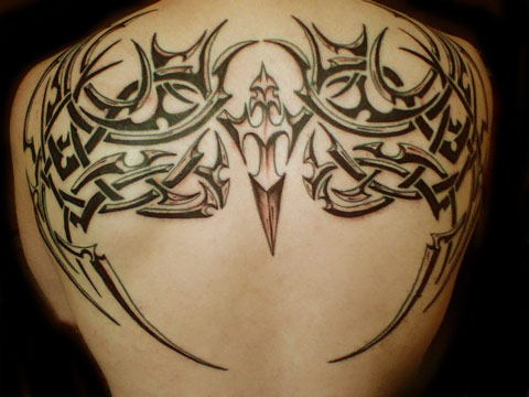 tribal back tattoo